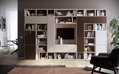 Soggiorni moderni - librerie a terra - Giessegi  - Living - mobili modulari - Pareti attrezzate - librerie componibili - arredo soggiorno - vicenza - arredamento