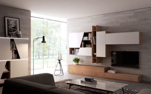 Soggiorni moderni - librerie a terra - Giessegi  - Living - mobili modulari - Pareti attrezzate - librerie componibili - arredo soggiorno - vicenza - arredamento