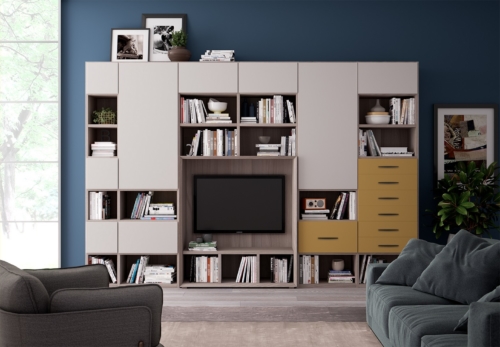 Soggiorni moderni - librerie a terra - Giessegi  - Living - mobili modulari - Pareti attrezzate - librerie componibili - arredo soggiorno - vicenza - arredamento