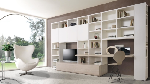 Soggiorni moderni - librerie a terra - Giessegi -  - mobili modulari - Pareti attrezzate - librerie componibili - arredo soggiorno - vicenza - arredamento