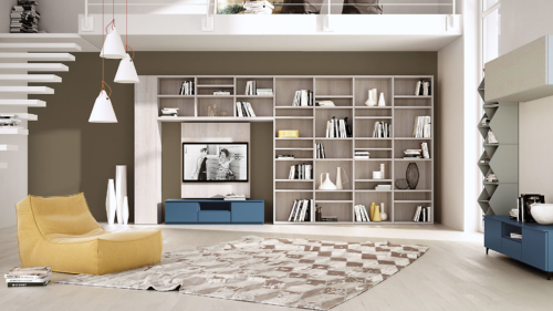 Soggiorni moderni - librerie a terra - Giessegi  - Living - mobili modulari - Pareti attrezzate - librerie componibili - arredo soggiorno - vicenza - arredamento