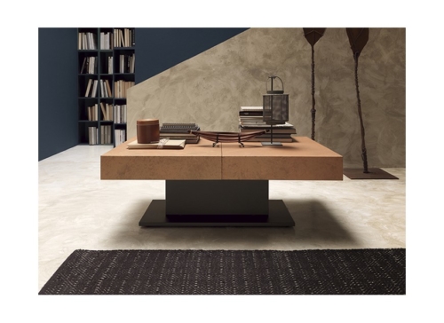 Tavolini trasformabili - Altacom - tavolo da pranzo - struttura centrale in acciaio - regolabile in altezza - laminato - legno - effetto malta - ceramica - Ares Fold