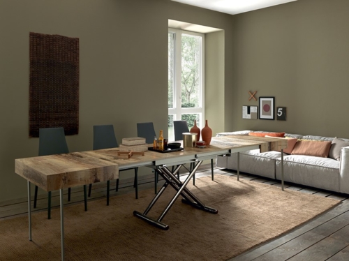 Tavolini trasformabili - Altacom - tavolo da pranzo - struttura centrale in acciaio - regolabile in altezza - laminato - legno - effetto malta - ceramica - Assist 2 - tavolino salotto - tavolino pieghevole - tavolino da divano - tavolino allungabile - vicenza