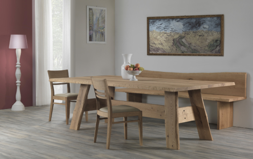 Tavoli - Pizzolato - Allungabile - Impiallaciato - Zagabria - tavolo legno massello - gambe vetro - tavolo legno grezzo