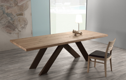 Tavoli - Pizzolato - Allungabile - Impiallaciato - Praga - tavolo legno massello - gambe vetro - tavolo legno grezzo