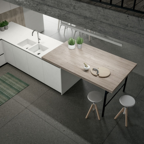 Arredamento - Cucine moderne - cucina con maniglia - Gentili Group - Time maniglia - rovere naturale - laccato bianco
