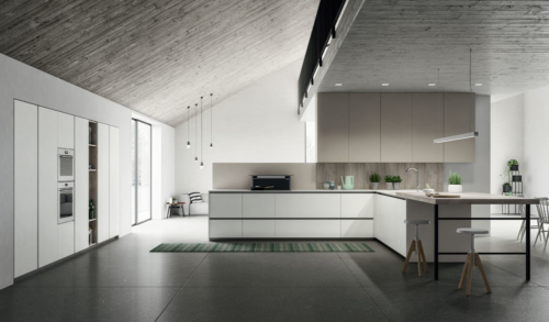 Arredamento - Cucine moderne - cucina con maniglia - Gentili Group - Time maniglia - rovere naturale - laccato bianco