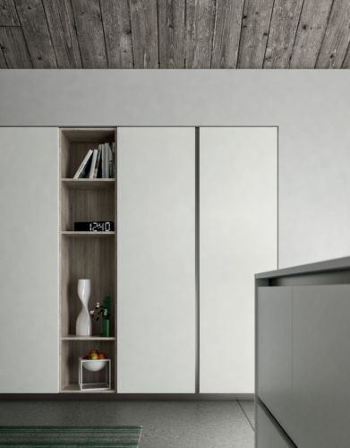 Arredamento - Cucine moderne - cucina con maniglia - Gentili Group - Time maniglia - rovere naturale - laccato bianco