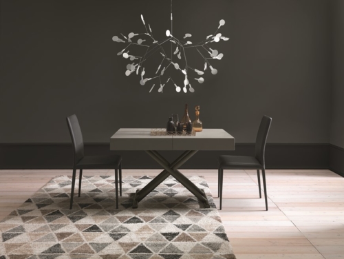 Tavolini trasformabili - Altacom - tavolo da pranzo - struttura centrale in acciaio - regolabile in altezza - laminato - legno - effetto malta - ceramica - Ulisse