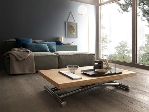 Tavolini trasformabili - Altacom - tavolo da pranzo - struttura centrale in acciaio - regolabile in altezza - laminato - legno - effetto malta - ceramica - Universe - tavolino salotto - tavolino pieghevole - tavolino da divano - tavolino allungabile