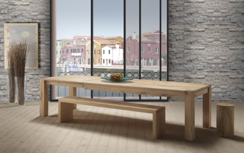 Tavoli - Pizzolato - Allungabile - Impiallaciato - Venezia - tavolo legno massello - gambe vetro - tavolo legno grezzo