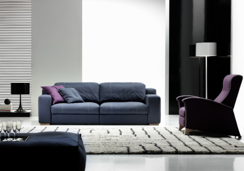 Divano - Eurosalotto - Hermes - divano 2 posti tessuto jeans blu