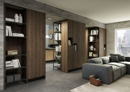 Cucine - Cucine moderne - cucina con gola - Gentili Group - Time Easy - melaminico oak - tabacco melaminico aok sabbia - top cemento