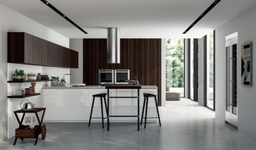 Cucine - Cucine moderne - cucina con gola - Gentili Group - Time gola - rovere termocotto - laccato bianco - gesso lucido - top marmo di carrara