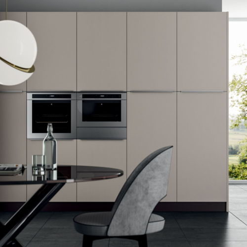 Cucine - Cucine moderne - cucina con maniglia - Gentili Group - Time maniglia - rovere termocotto - laccato bianco - gesso lucido - top pietra piasentina