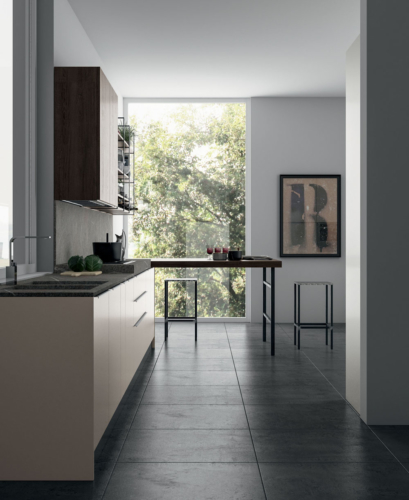 Cucine - Cucine moderne - cucina con maniglia - Gentili Group - Time maniglia - rovere termocotto - laccato bianco - gesso lucido - top pietra piasentina