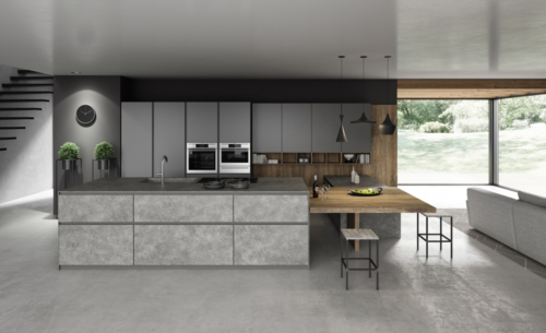 Cucine - cucine moderne - telaio alluminio - Gentili group - Time - vetro grigio opaco - laminam imperador grigio