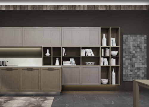 Arredamento - cucine moderne - telaio impiallacciato - Gentili group - Time - rovere terra - rovere ocra - quarzo bianco